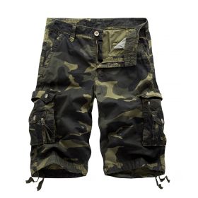 Men's Camo Cargo Shorts Cotton (Color: Green)