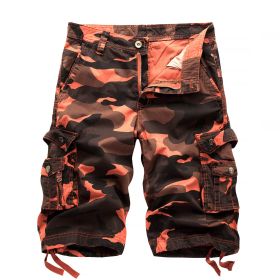 Men's Camo Cargo Shorts Cotton (Color: Red)