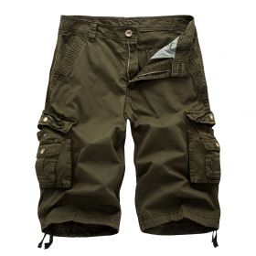 Men's Relaxed Fit Cargo Shorts with Multi Pockets (Color: Army Green)