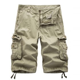 Men's Relaxed Fit Cargo Shorts with Multi Pockets (Color: Khaki)