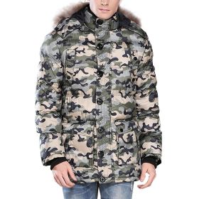 Men's Removable Hood Camouflage Padded Coat Jacket (Color: colorful)