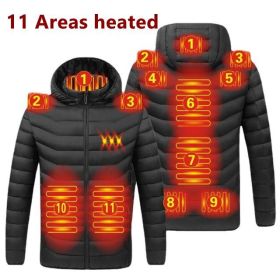 Men 9 Areas Heated Jacket USB Winter Outdoor Electric Heating Jackets Warm Sprots Thermal Coat Clothing Heatable Cotton jacket (size: 4XL)