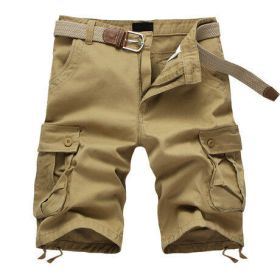 Mens Casual Shorts Pocket Beach Work Casual Short Comfy Fashion Sport Loose Active Trouser (Color: Brown)