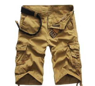 Men's Cargo Shorts Lightweight Cotton Summer Multi Pocket Shorts (Color: 2)