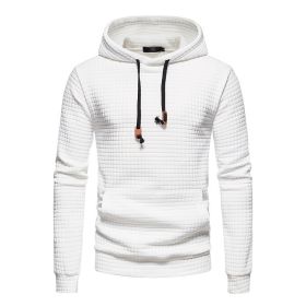 Mens Hooded Sweatshirt Casual Long Sleeve Drawstring Waffle Knit Pullover Hoodies (size: XL)