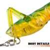 Fishing Bionic Grasshopper Lure; Wobbler Hard Bait For Freshwater 3g/0.11oz 35mm/1.38in