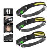 Built-in Battery Sensor Headlamp COB LED USB Rechargeable Headlamp With 5 Lighting Modes