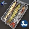 3pcs 8 Segment Fishing Lure Multi Jointed Artificial Bait Slow Sinking Bionic Fishing Bait Ice Fishing Gear